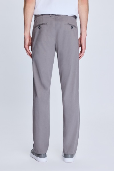 Gri Regular Fit Yandan Cepli Casual Kanvas Pantolon - 4