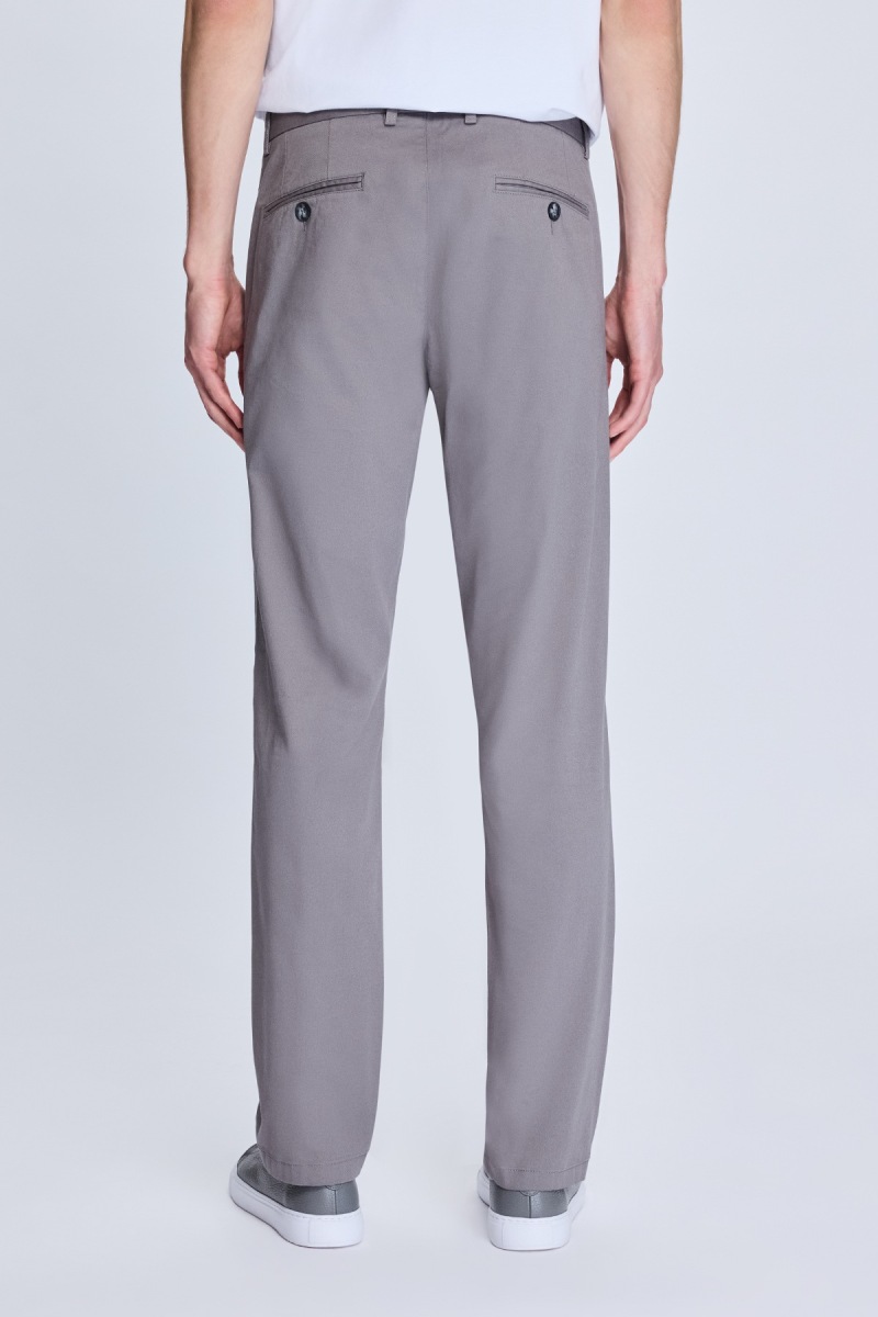 Gri Regular Fit Yandan Cepli Casual Kanvas Pantolon - Hatem Saykı (1)