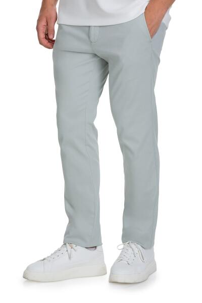 Gri Regular Fit Yandan Cepli Kanvas Pantolon 