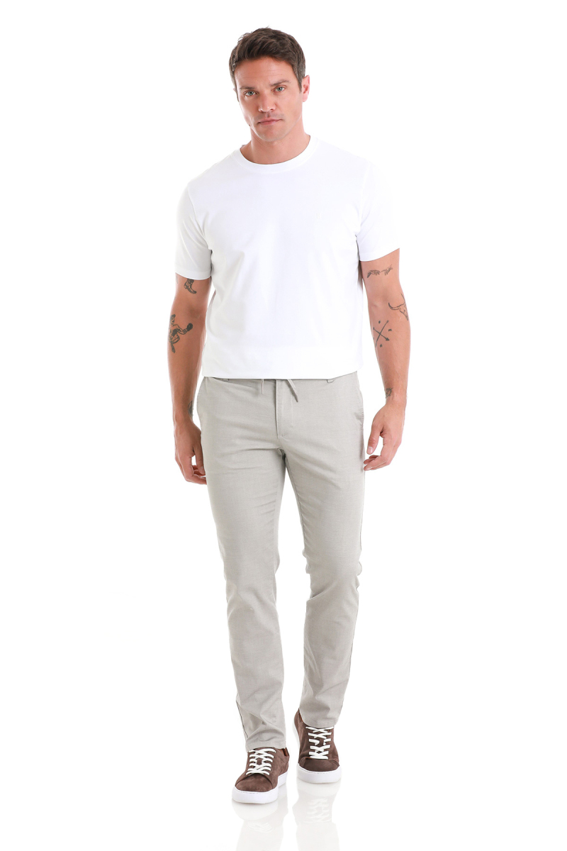 Gri Regular Fit Yandan Cepli Pamuklu Pantolon