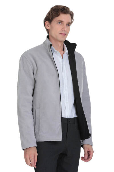 Gri Regular Fit Yarım Balıkçı Yaka Baharlık Mont - 2