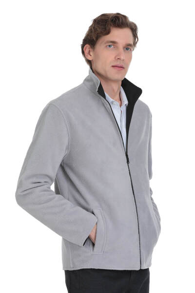 Gri Regular Fit Yarım Balıkçı Yaka Baharlık Mont 