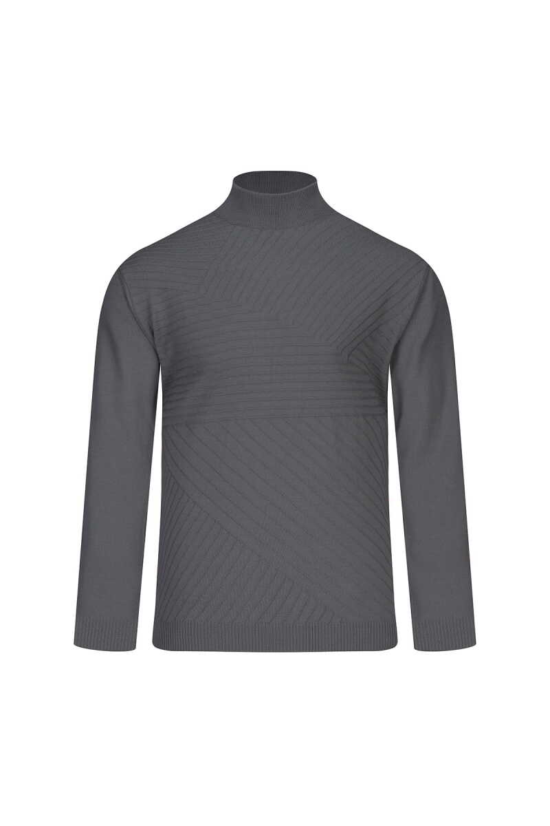 Gri Regular Fit Yarım Balıkçı Yaka Yünlü Kazak - Hatemoğlu