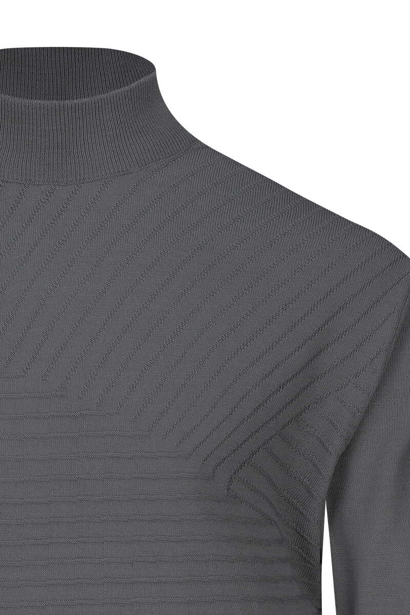 Gri Regular Fit Yarım Balıkçı Yaka Yünlü Kazak - Hatemoğlu (1)