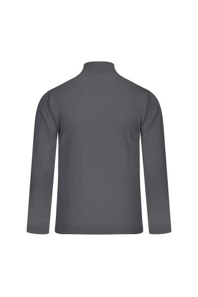 Gri Regular Fit Yarım Balıkçı Yaka Yünlü Kazak - 3