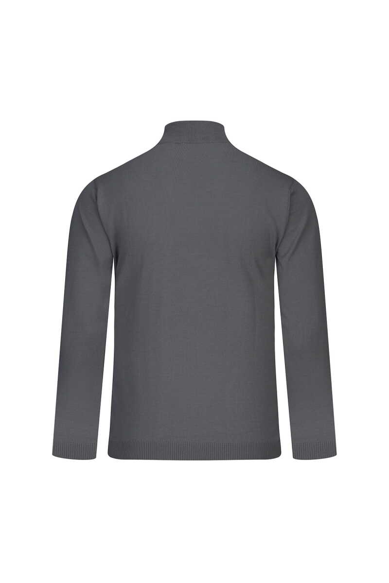 Gri Regular Fit Yarım Balıkçı Yaka Yünlü Kazak - Hatemoğlu (1)