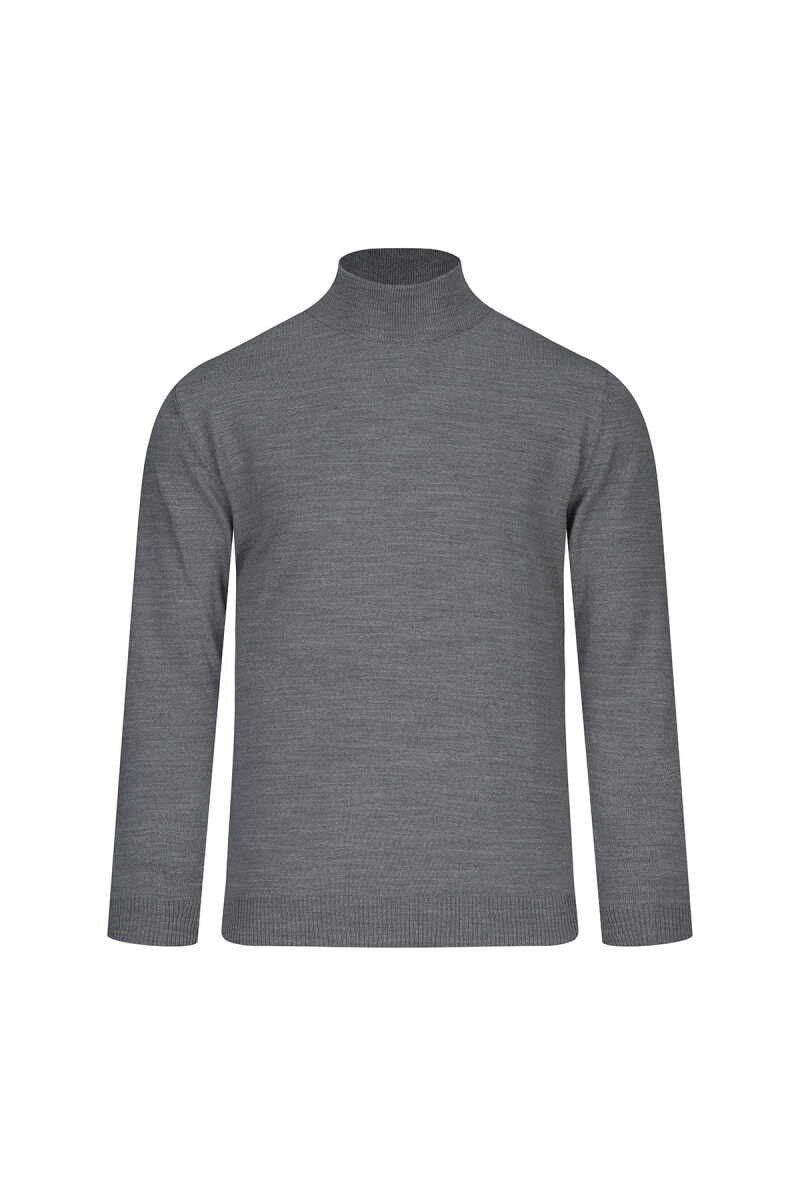 Gri Regular Fit Yarım Balıkçı Yaka Yünlü Kazak - Hatemoğlu