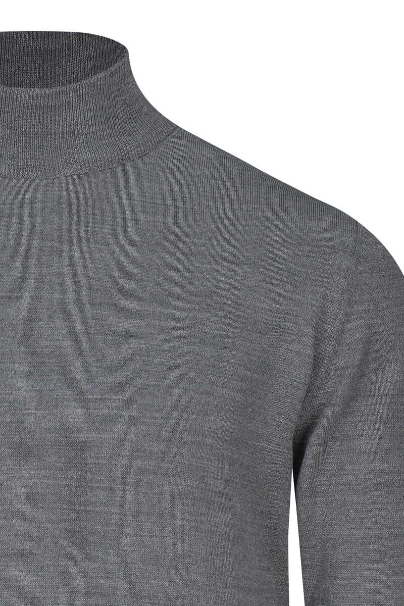 Gri Regular Fit Yarım Balıkçı Yaka Yünlü Kazak - Hatemoğlu (1)