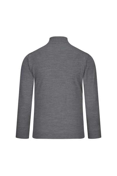 Gri Regular Fit Yarım Balıkçı Yaka Yünlü Kazak - 3