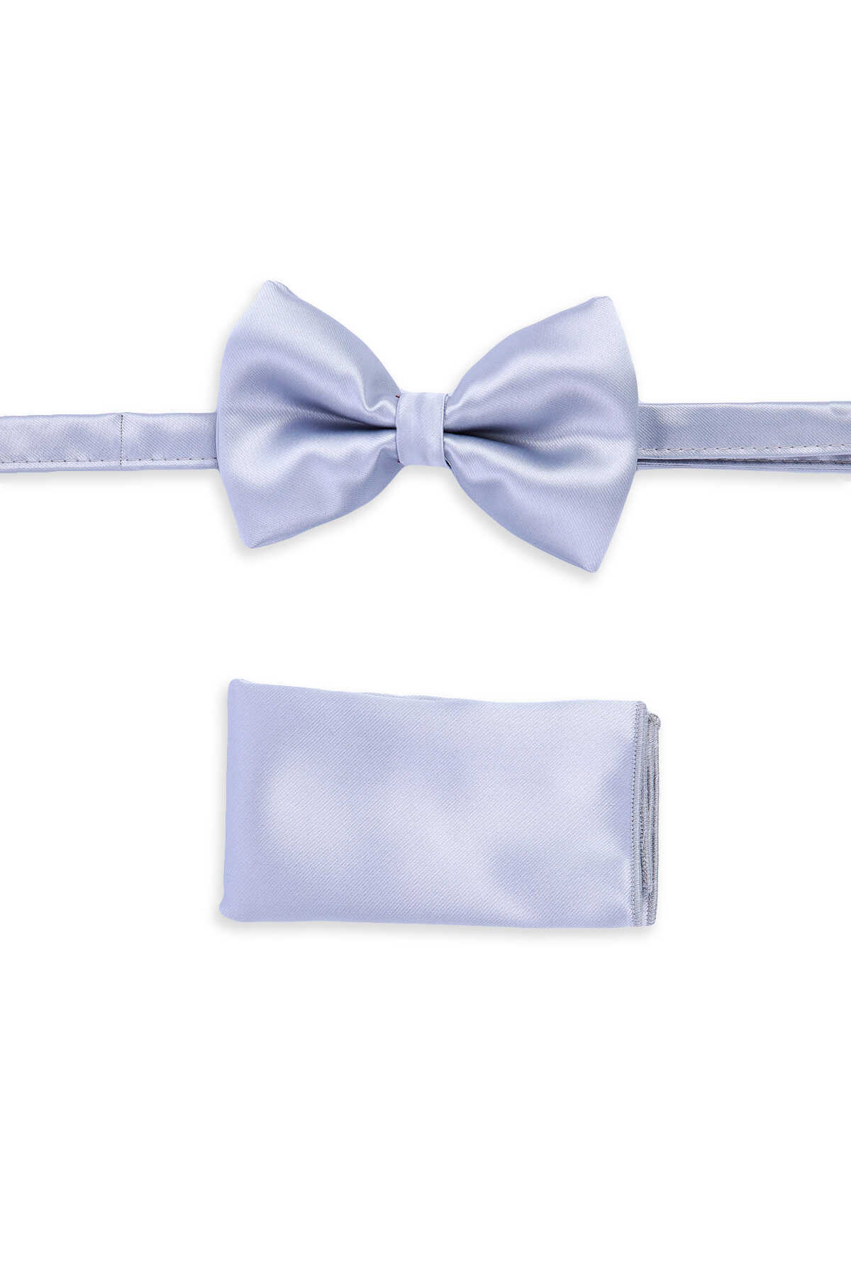 Gri Saten Papyon Mendil Set - 1