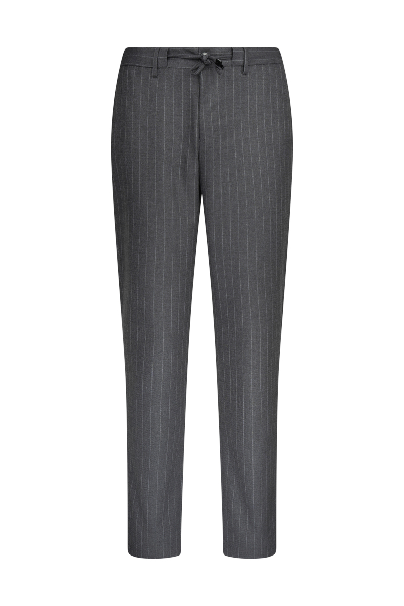 Gri Slim Fit Çizgili Mono Yaka Klasik Takım Elbise - Hatemoğlu (1)