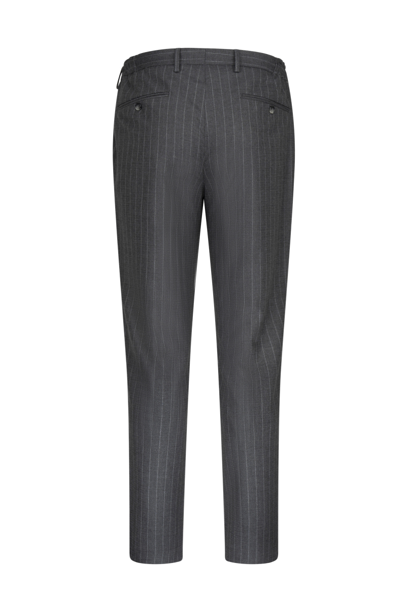 Gri Slim Fit Çizgili Mono Yaka Klasik Takım Elbise - Hatemoğlu (1)