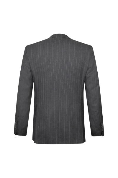 Gri Slim Fit Çizgili Mono Yaka Klasik Takım Elbise - 5