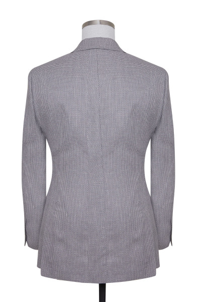 Gri Slim Fit Desenli Keten Ceket - 6