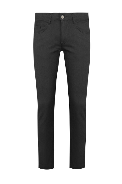 Gri Slim Fit Desenli Pamuklu 5 Cep Kanvas Pantolon 