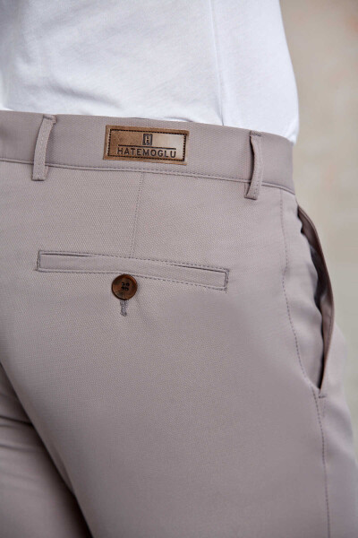 Gri Slim Fit Desenli Yandan Cep Kanvas Pantolon - 6