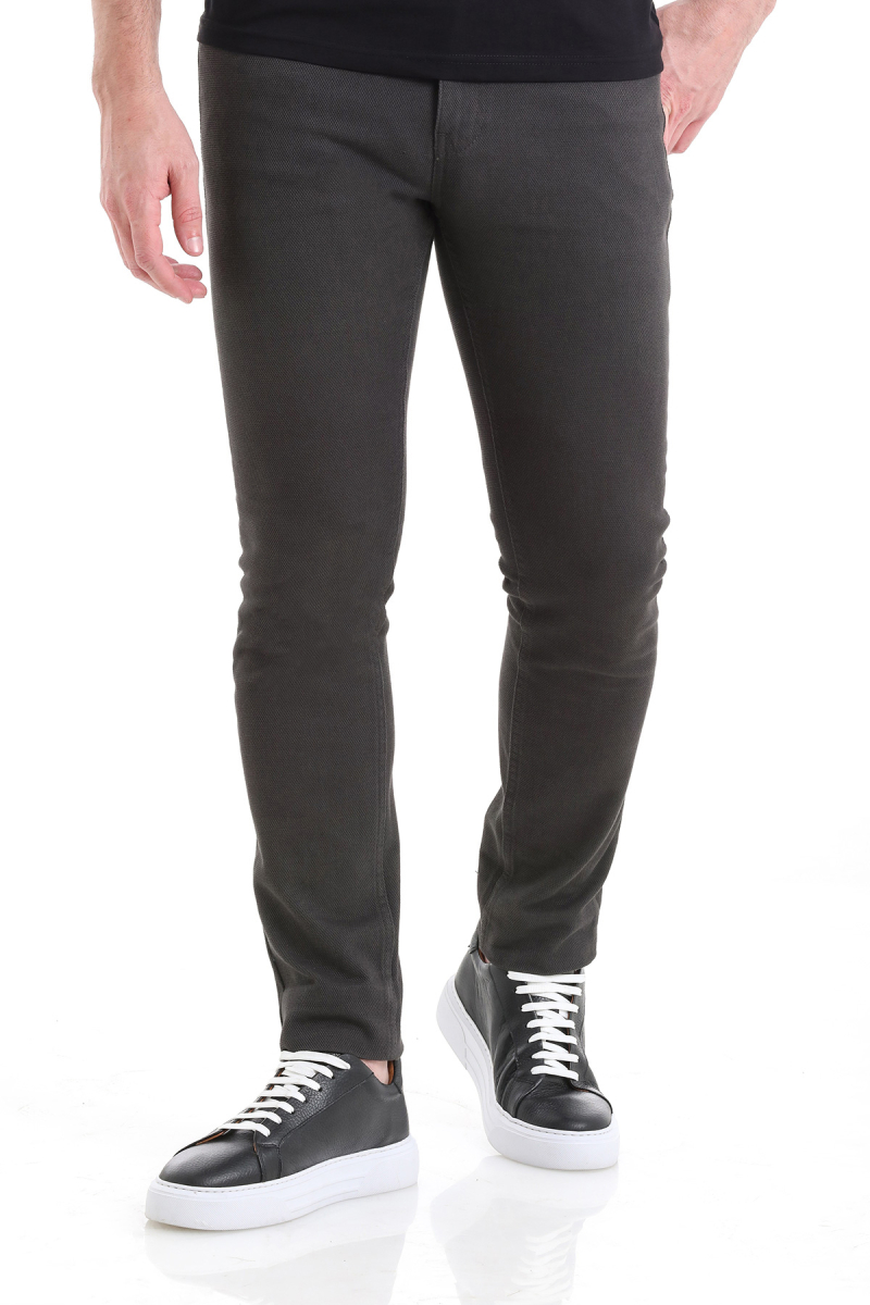 Gri Slim Fit 5 Cep Pamuklu Kanvas Pantolon - Hatem Saykı (1)