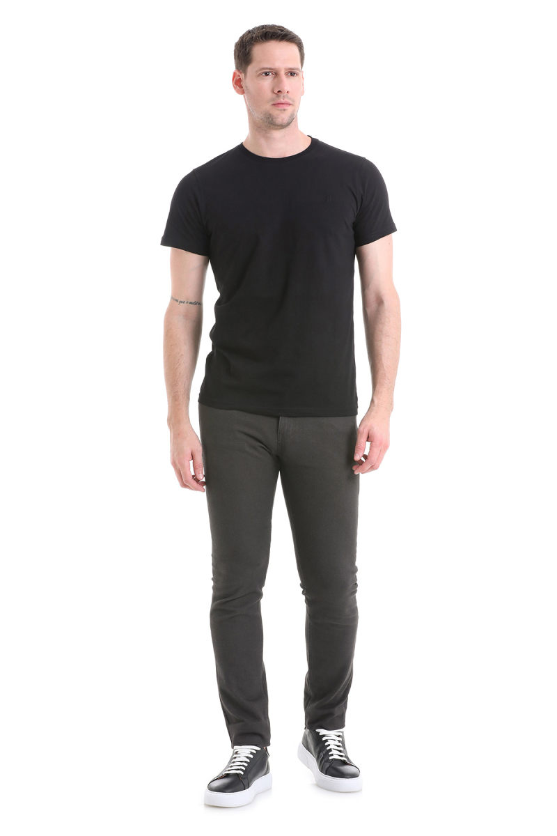 Gri Slim Fit 5 Cep Pamuklu Kanvas Pantolon - Hatem Saykı