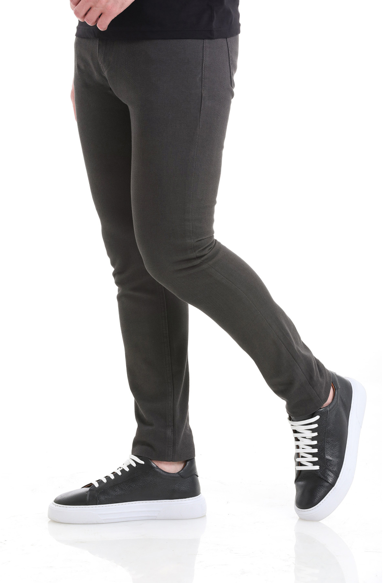 Gri Slim Fit 5 Cep Pamuklu Kanvas Pantolon - Hatem Saykı (1)
