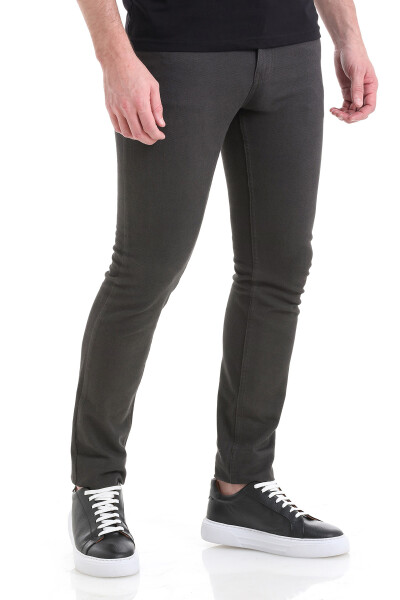 Gri Slim Fit 5 Cep Pamuklu Kanvas Pantolon - 4