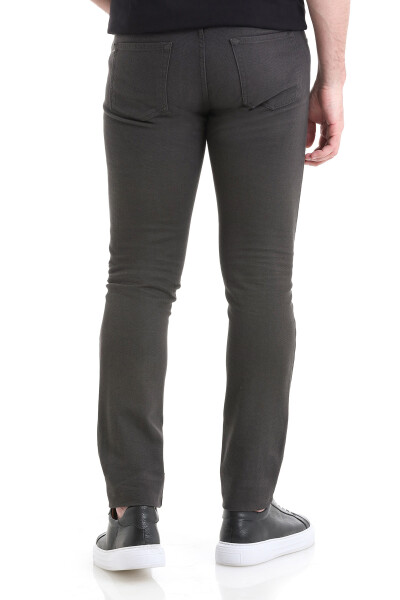 Gri Slim Fit 5 Cep Pamuklu Kanvas Pantolon - 5