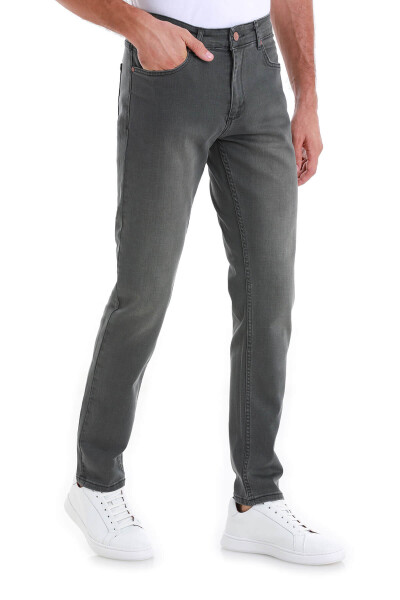 Gri Slim Fit 5 Cep Pamuklu Kot Pantolon - 3