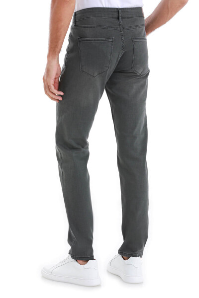Gri Slim Fit 5 Cep Pamuklu Kot Pantolon - 5