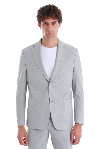 Gri Slim Fit Mono Yaka Casual Takım Elbise - 2