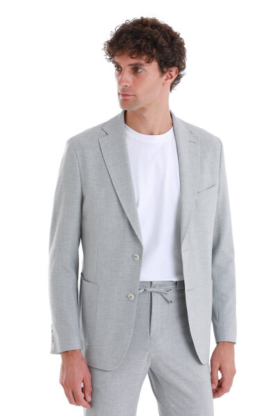 Gri Slim Fit Mono Yaka Casual Takım Elbise - 3