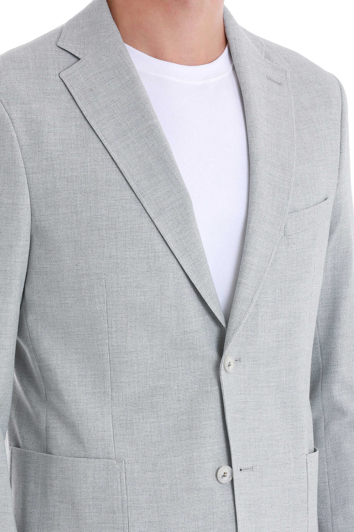 Gri Slim Fit Mono Yaka Casual Takım Elbise - 6