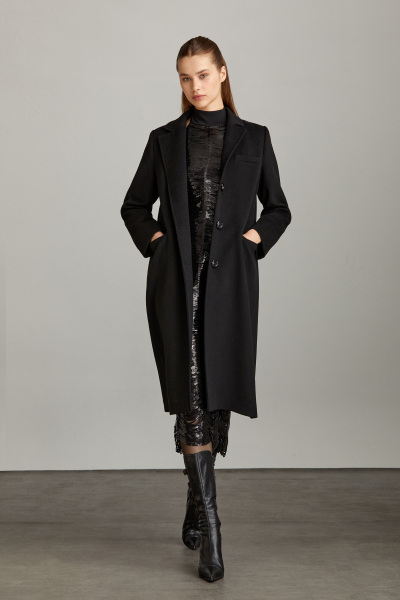 Gri Slim Fit Düz Mono Yaka Yünlü Basic Kaşe Isabella Manto - 2