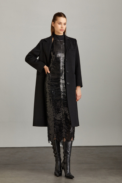 Gri Slim Fit Düz Mono Yaka Yünlü Basic Kaşe Isabella Manto - 5