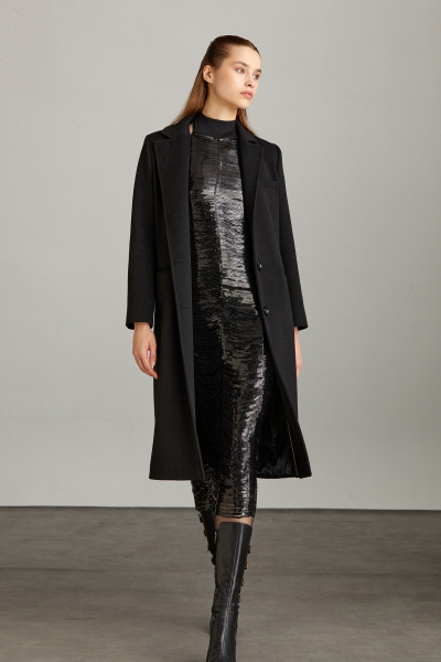 Gri Slim Fit Düz Mono Yaka Yünlü Basic Kaşe Isabella Manto - 6