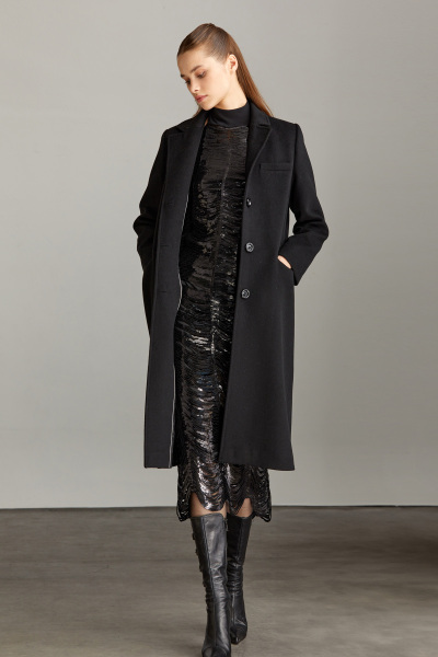 Gri Slim Fit Düz Mono Yaka Yünlü Basic Kaşe Isabella Manto - 7