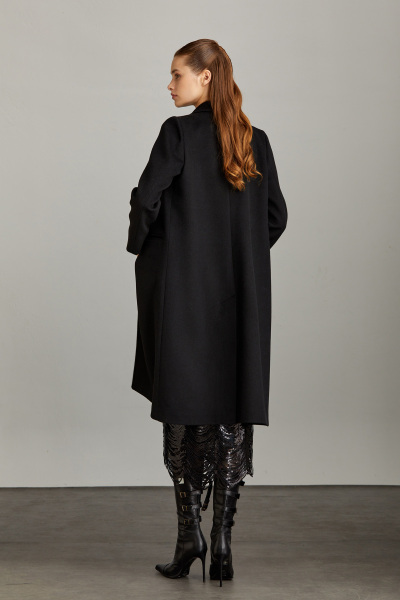 Gri Slim Fit Düz Mono Yaka Yünlü Basic Kaşe Isabella Manto - 8