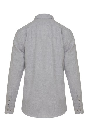 Gri Slim Fit Uzun Kol Pamuklu Flanel Gömlek - 5