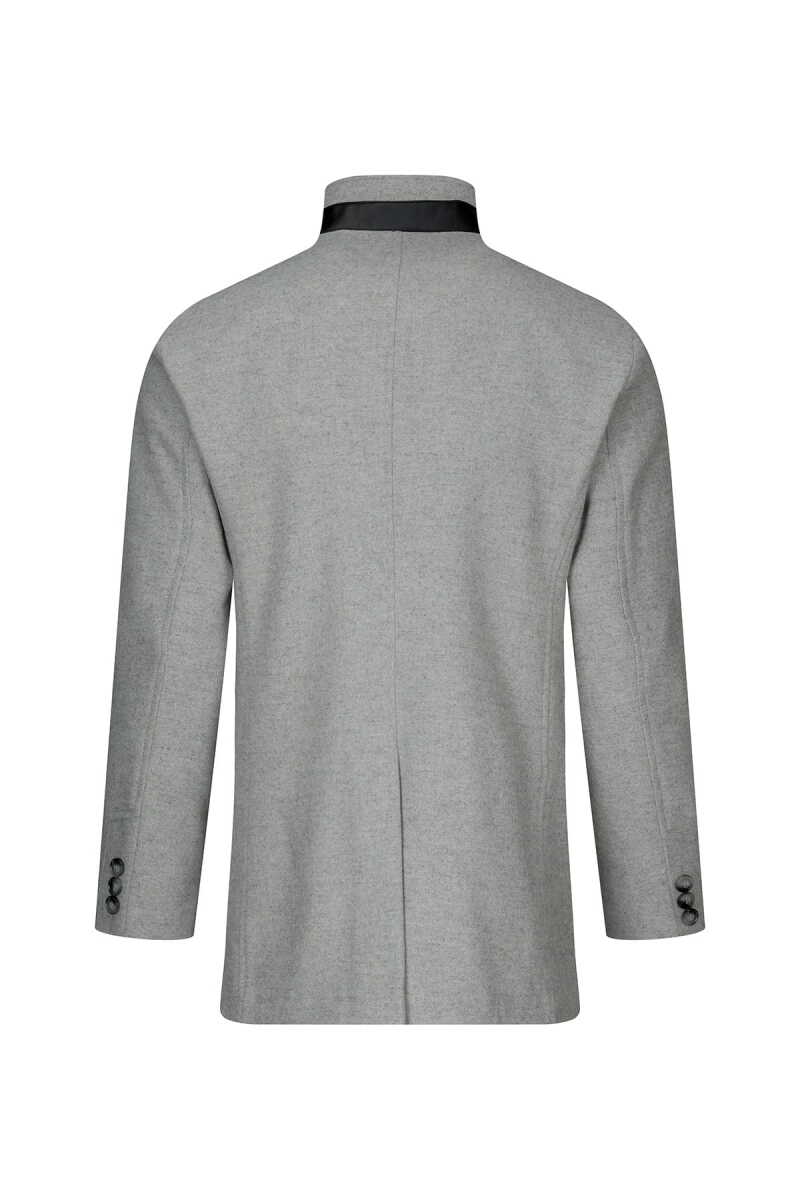 Gri Slim Fit Hakim Yaka Yünlü Kaşe Palto - Saykı (1)