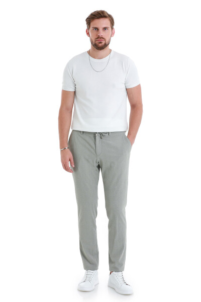 Gri Slim Fit Kareli Yandan Cepli Jogger Pantolon - 2