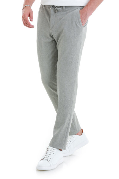 Gri Slim Fit Kareli Yandan Cepli Jogger Pantolon - 3