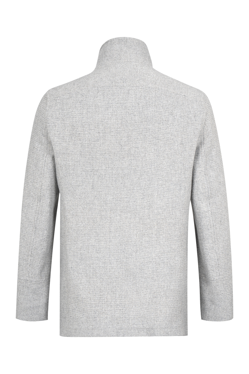 Gri Slim Fit Kruvaze Yünlü Kaban - Saykı (1)