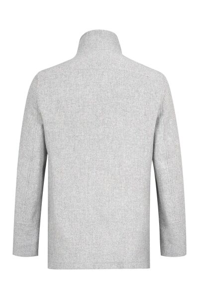 Gri Slim Fit Kruvaze Yünlü Kaban - 2