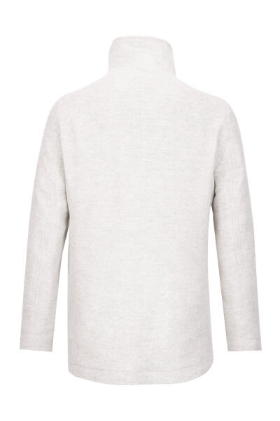 Gri Slim Fit Kruvaze Yünlü Kaşe Kaban - 2