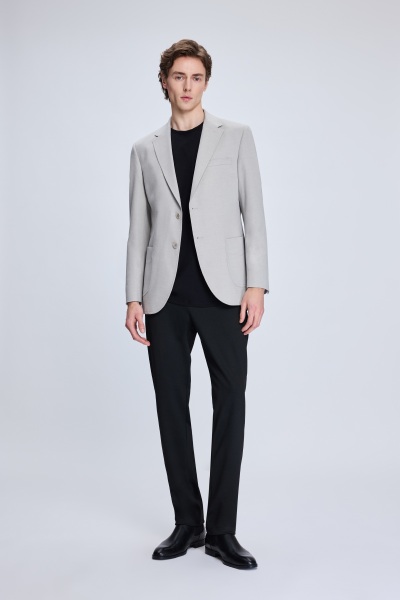 Gri Slim Fit Mono Yaka Casual Ceket - 2