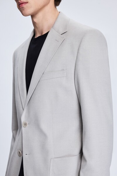 Gri Slim Fit Mono Yaka Casual Ceket - 3