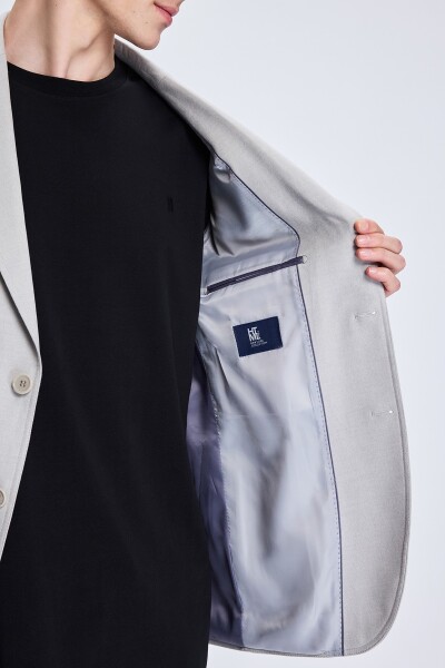 Gri Slim Fit Mono Yaka Casual Ceket - 4