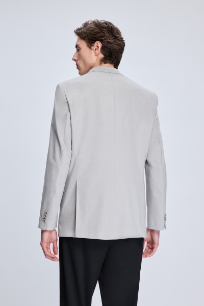 Gri Slim Fit Mono Yaka Casual Ceket - 5