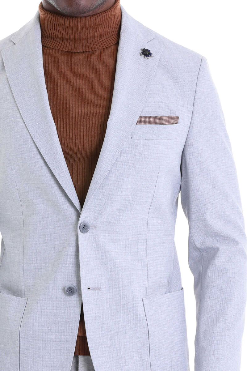 Gri Slim Fit Mono Yaka Casual Ceket - Hatem Saykı (1)
