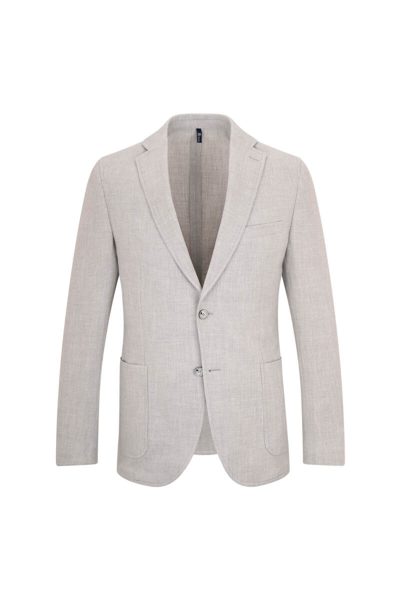 Gri Slim Fit Mono Yaka Klasik Ceket - HTML