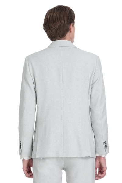 Gri Slim Fit Mono Yaka Klasik Takım Elbise - 7