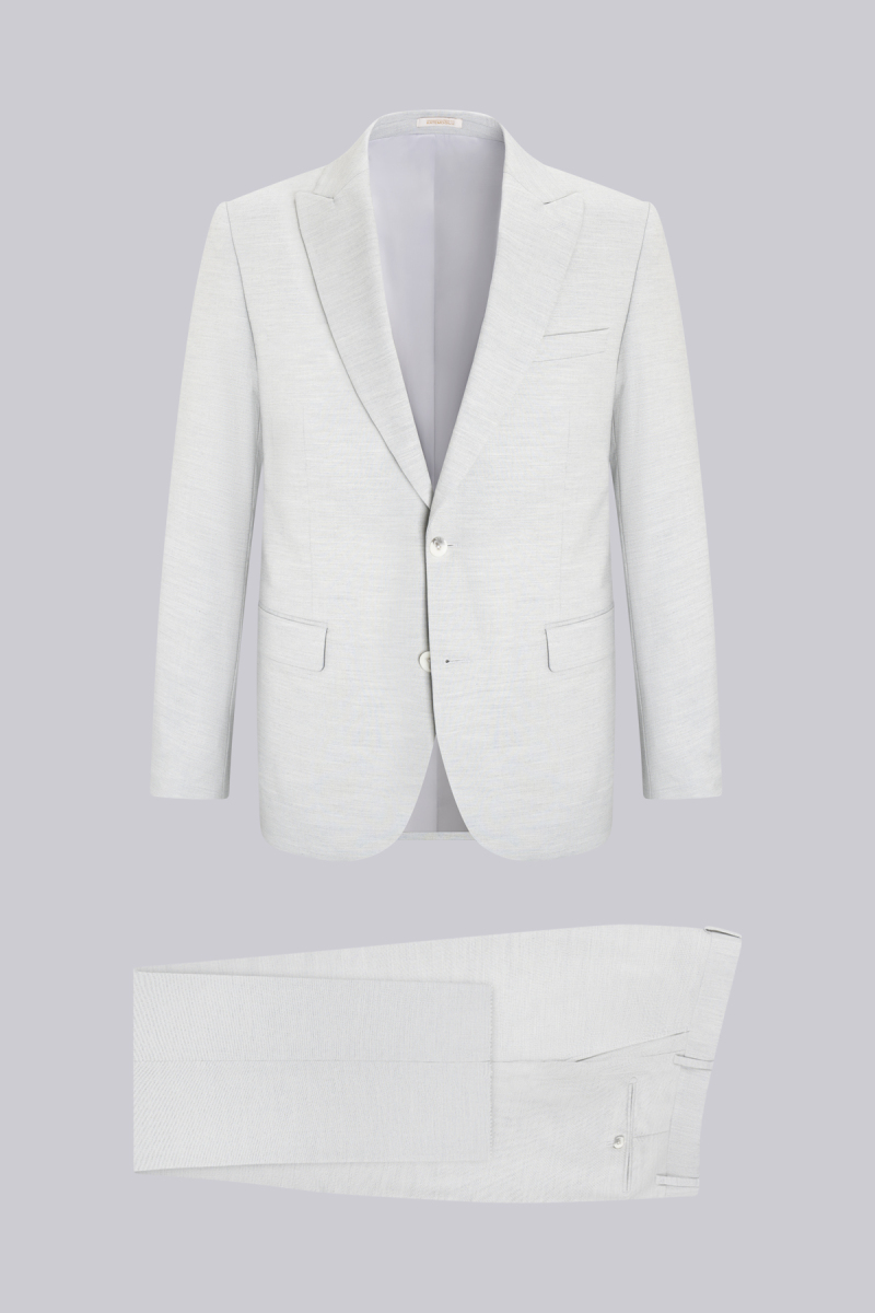 Gri Slim Fit Sivri Yaka Klasik Takım Elbise - Hatemoğlu